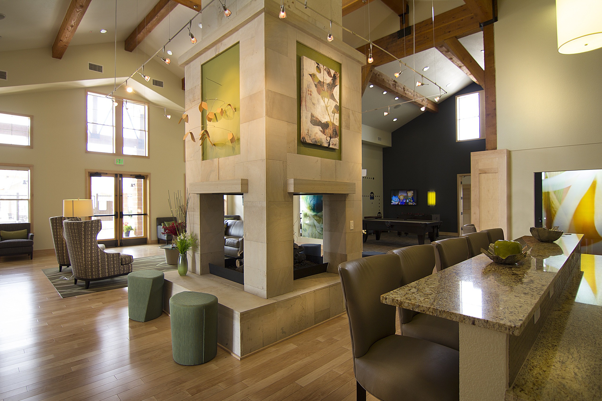 Club House Fire Place Wide